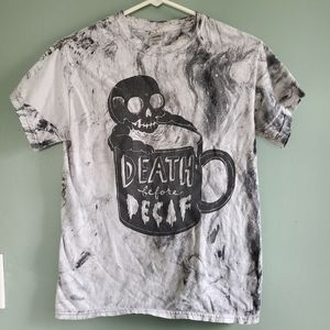 DEATH BEFORE DECAF marbled Tee